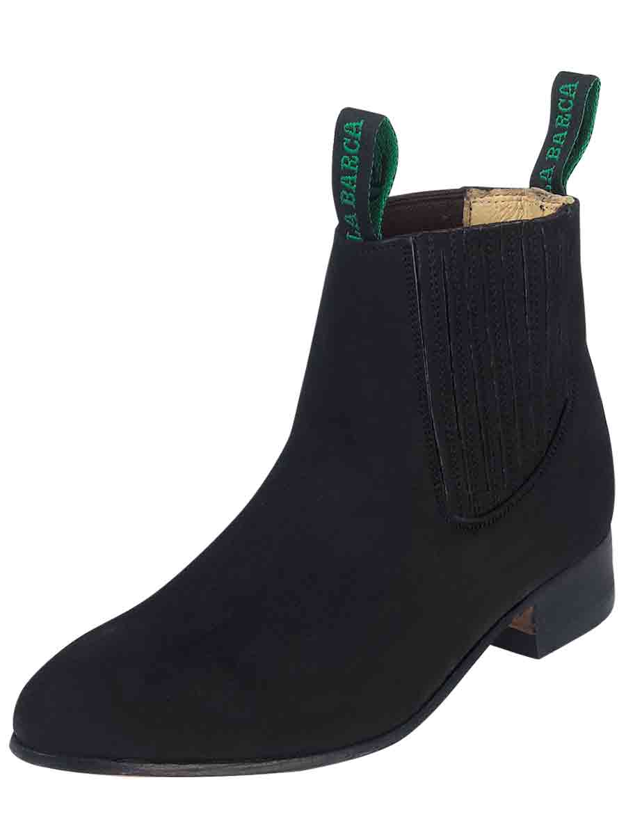 BOTIN CHARRO LA BARCA 500B PIEL BOVINO NOBUCK NEGRO