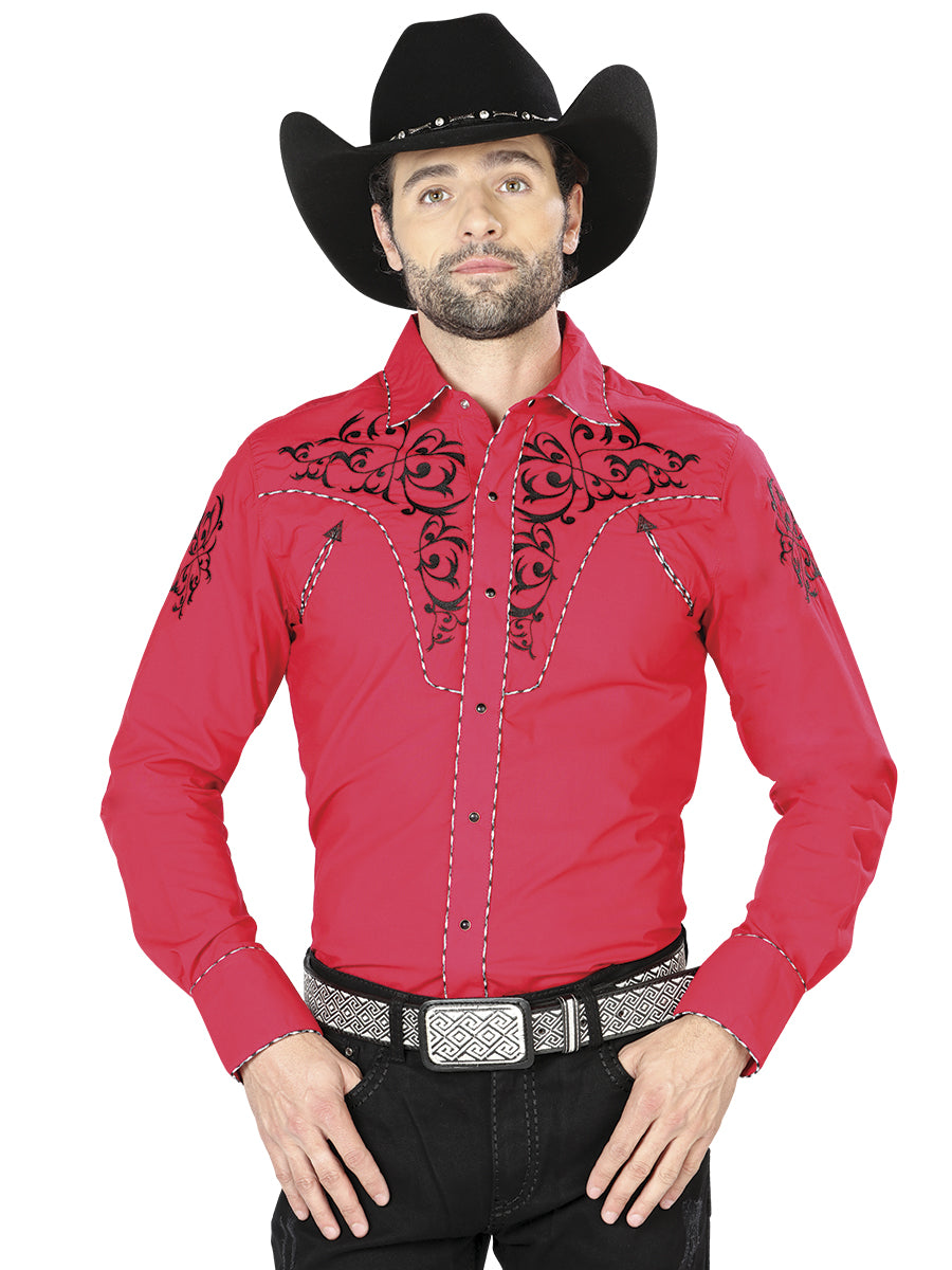 CAMISA VAQUERA M/ LARGA EL GENERAL MCH-02-07 65% POLYESTER 35% ALGODON ROJO