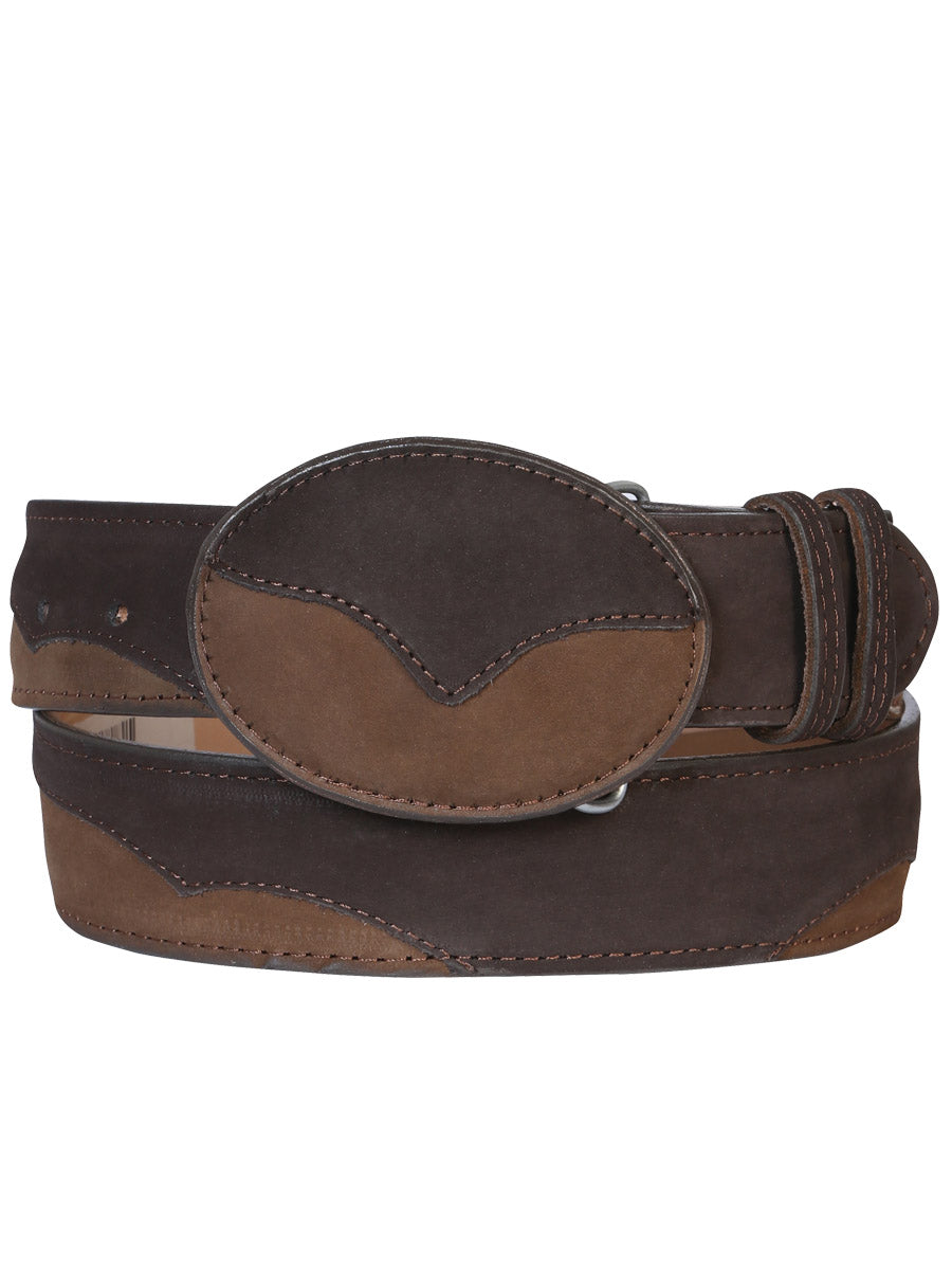 CINTO VAQUERO  EL GENERAL 34311-C+81938CXTNL-1550 PIEL BOVINO NOBUCK CHOCO