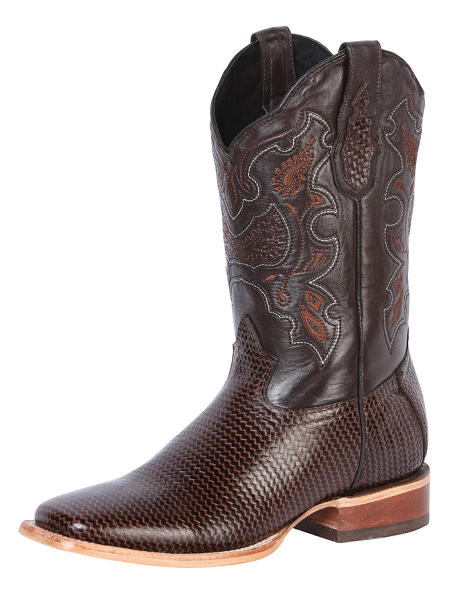 BOTA RODEO  EL GENERAL SR-18-143 PIEL GRABADO TEJIDO CIGAR