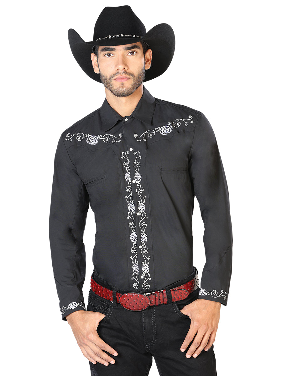 CAMISA VAQUERA Long Sleeve EL SEÑOR DE LOS CIELOS MC261914 65% POLYESTER 35% ALGODON Black