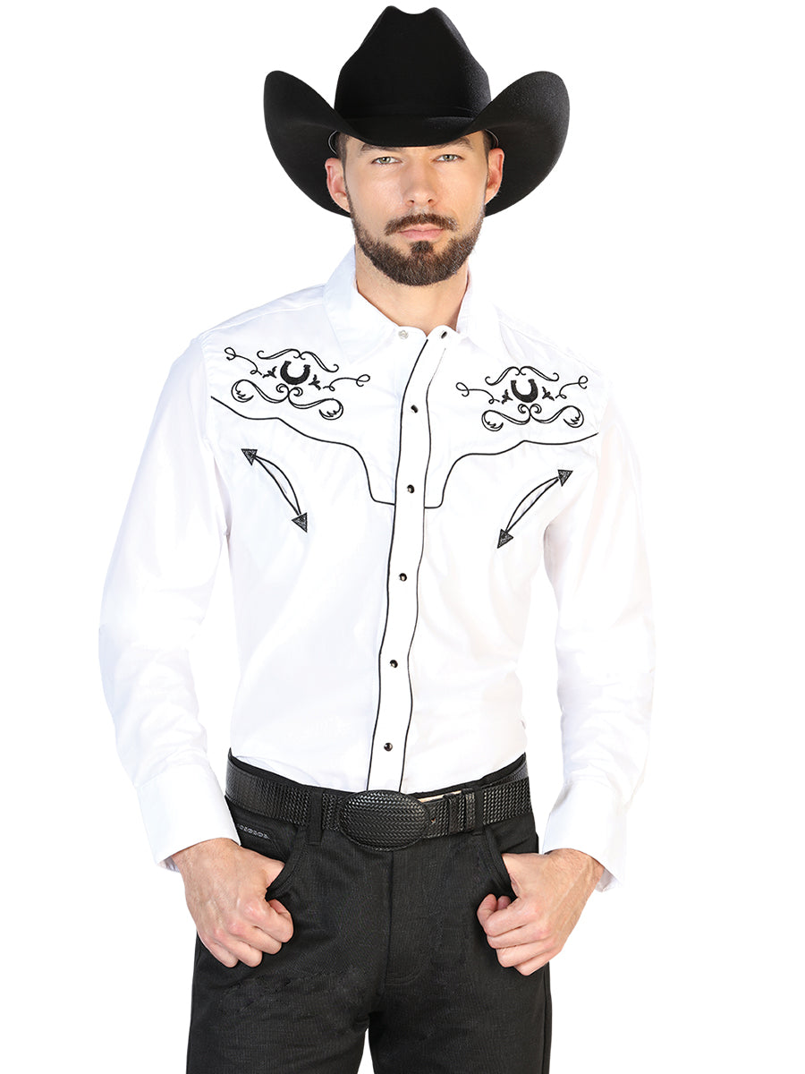 CAMISA VAQUERA M/ LARGA EL SEÑOR DE LOS CIELOS MC061918 65% POLYESTER 35% ALGODON BLANCO