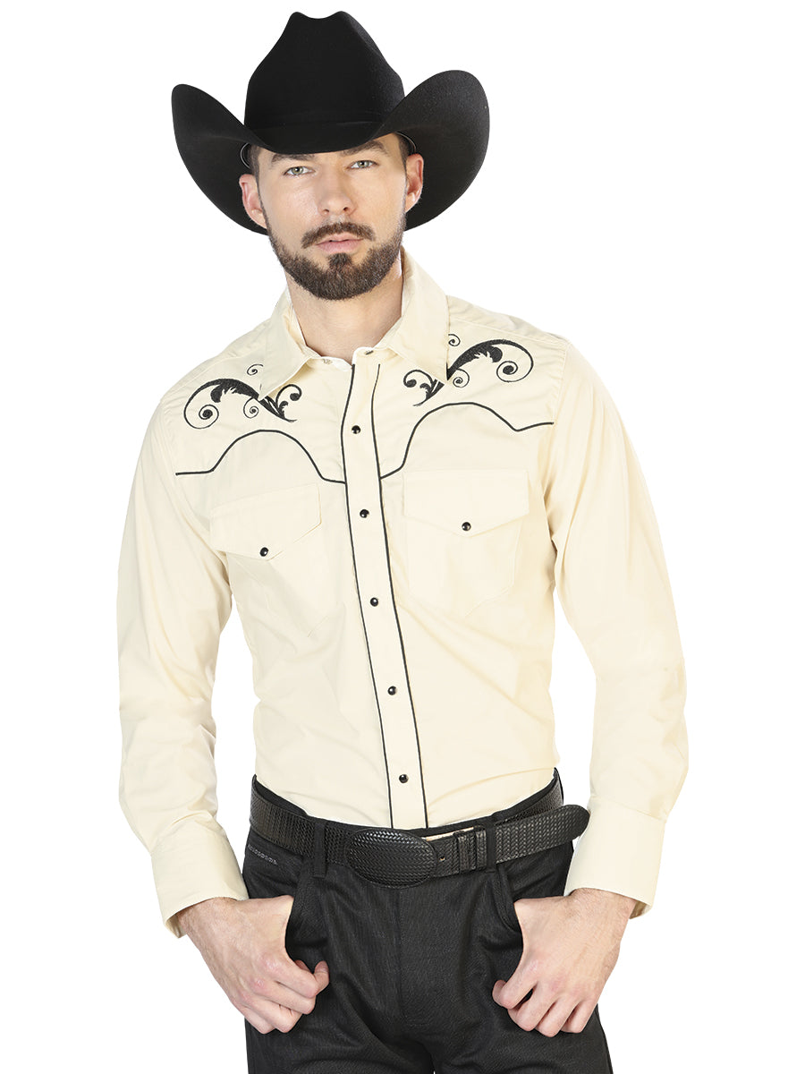 CAMISA VAQUERA M/ LARGA EL SEÑOR DE LOS CIELOS MC061904 65% POLYESTER 35% ALGODON BEIGE