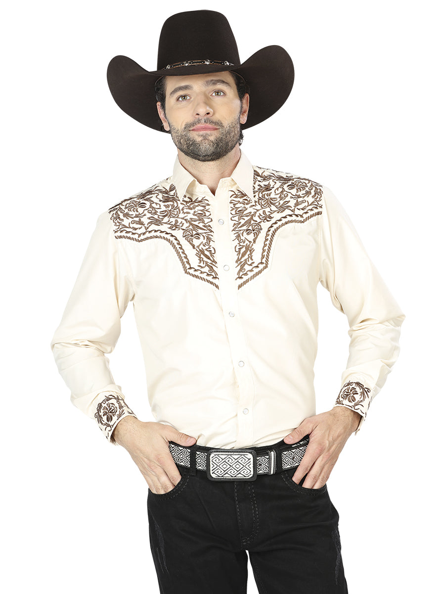 CAMISA VAQUERA Long Sleeve EL GENERAL 2002 65% POLYESTER 35%COTTON BEIGE