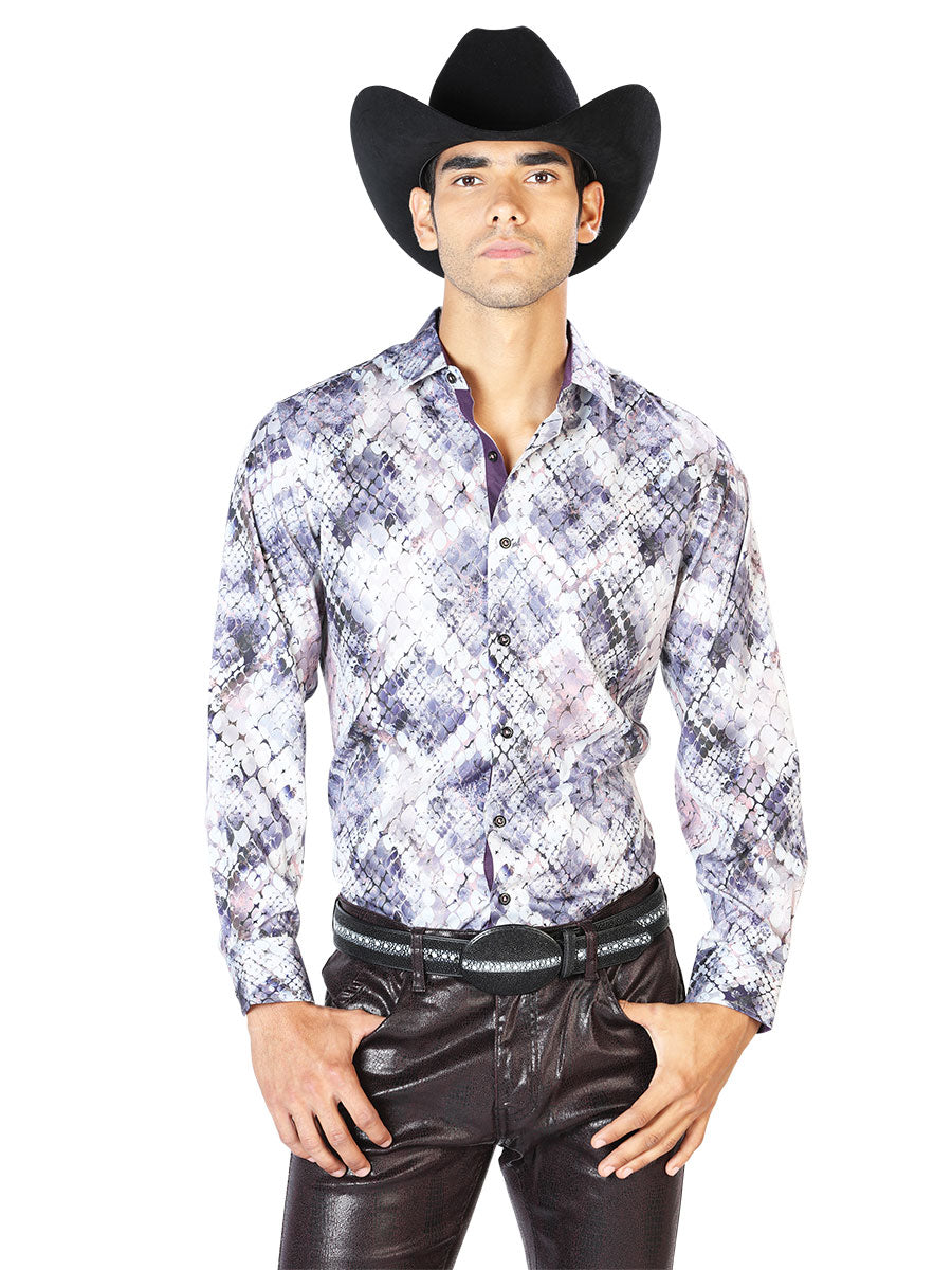 Casual Shirt L/ Sleeve El Señor de los Cielos WH-049 97% Polyester 3% Spandex BEIGE