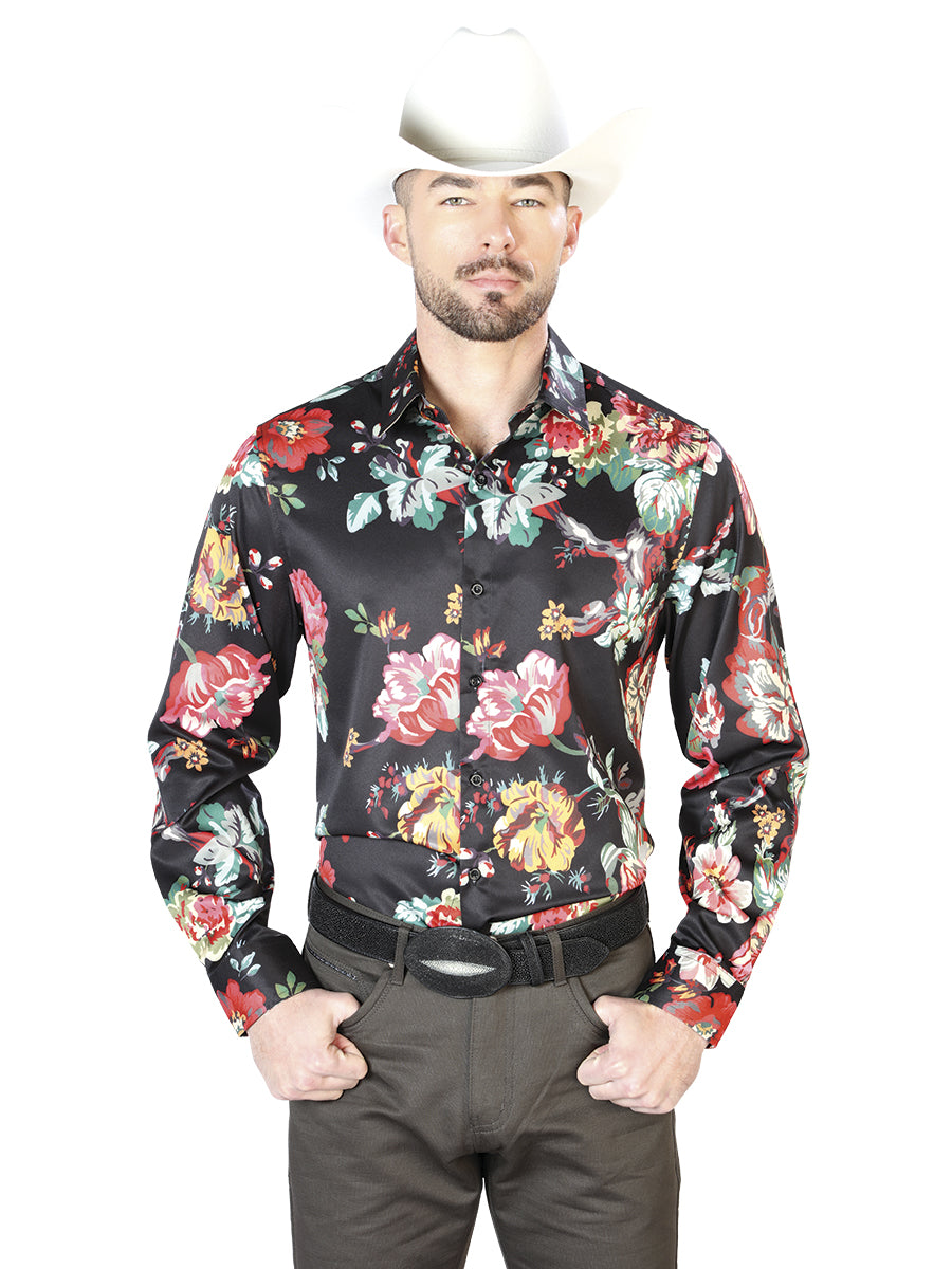 Casual Shirt L/ Sleeve El Señor de los Cielos  97%Polyester 3%Lycra White/ Red Roses