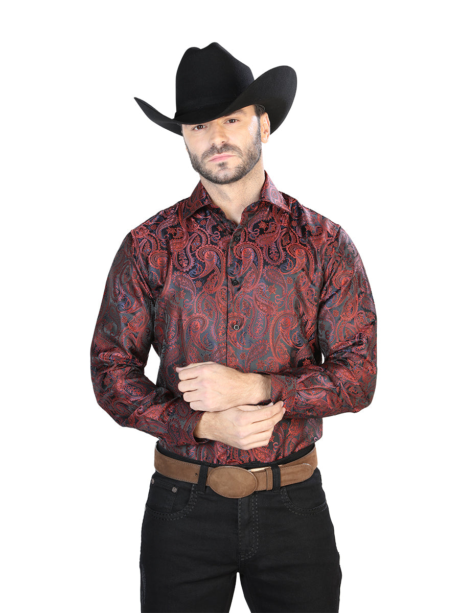 Casual Shirt L/ Sleeve El Señor de los Cielos 2108036 100% MICROFIBER Red/Black