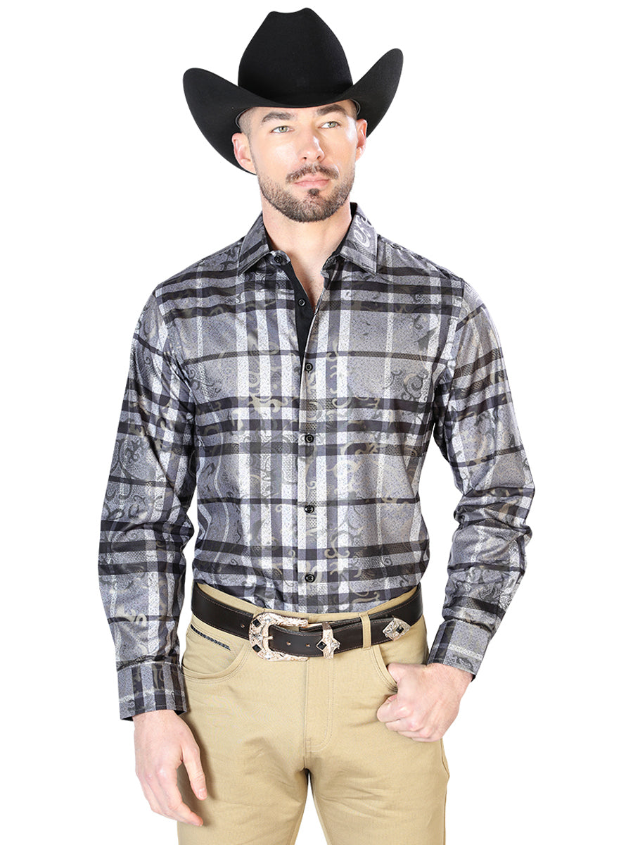 Casual Shirt L/ Sleeve El Señor de los Cielos WH7-086 100% POLYESTER GREY