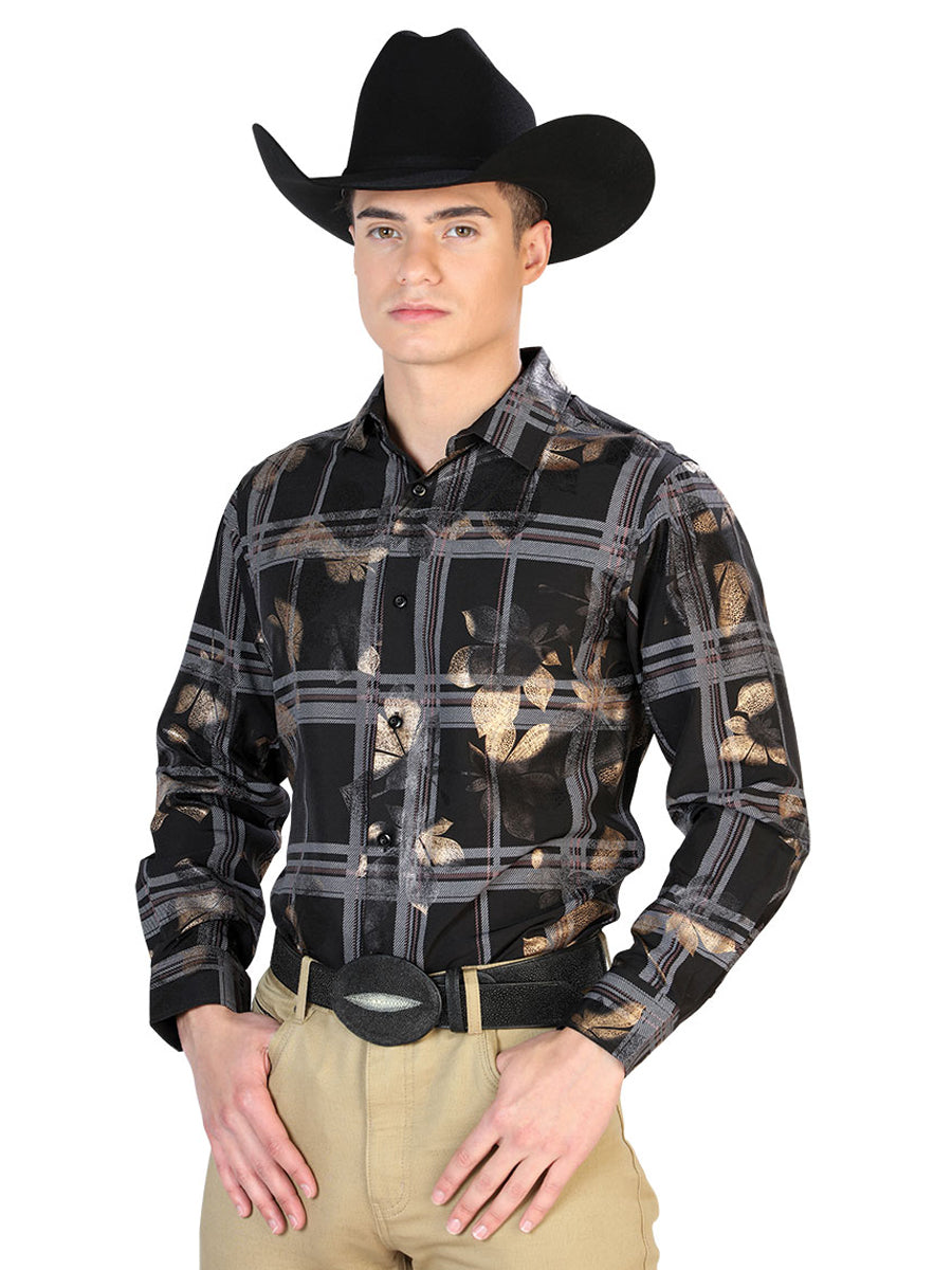 Casual Shirt L/ Sleeve El Señor de los Cielos WH7-202 97% Polyester 3% Spandex Black