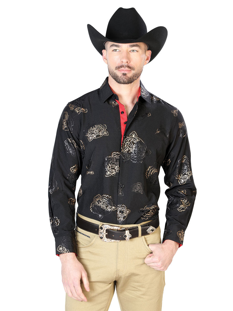 Casual Shirt L/ Sleeve El Señor de los Cielos WH7-205 97% Polyester 3% Spandex Black