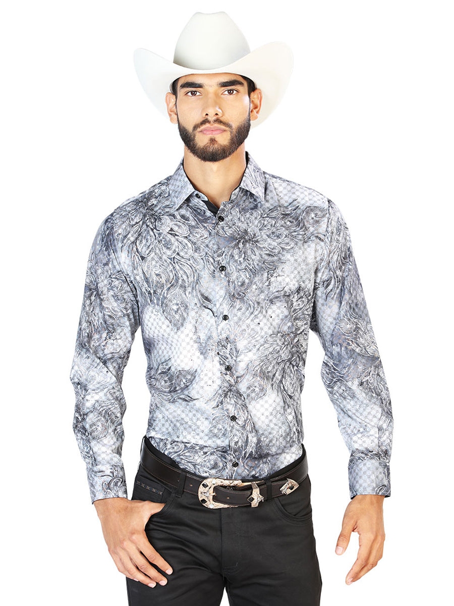 Casual Shirt LSleeve El Señor de los Cielos WH7-070 97% Polyester 3% Spandex GREY PRINT