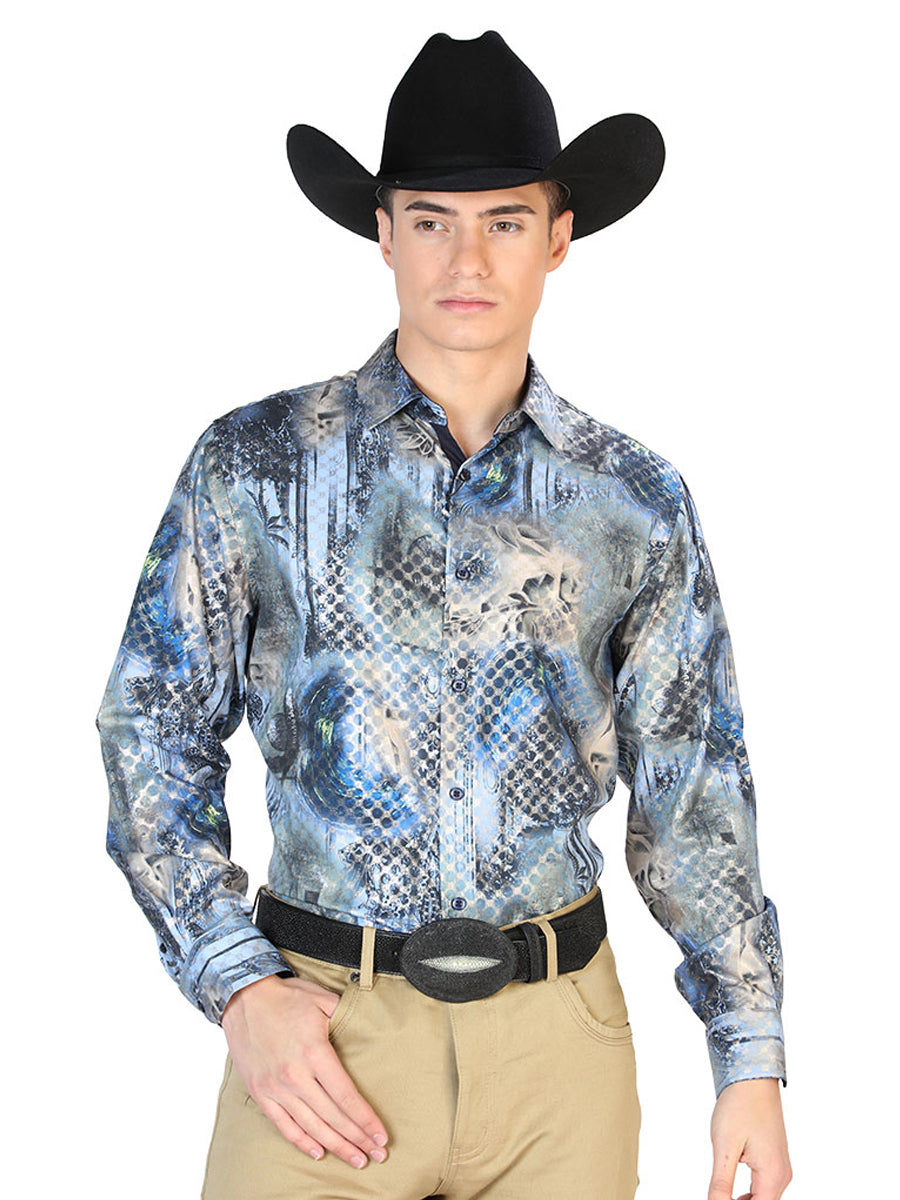 Casual Shirt L/ Sleeve El Señor de los Cielos WH7-063 97% Polyester 3% Spandex Black/Multicolor