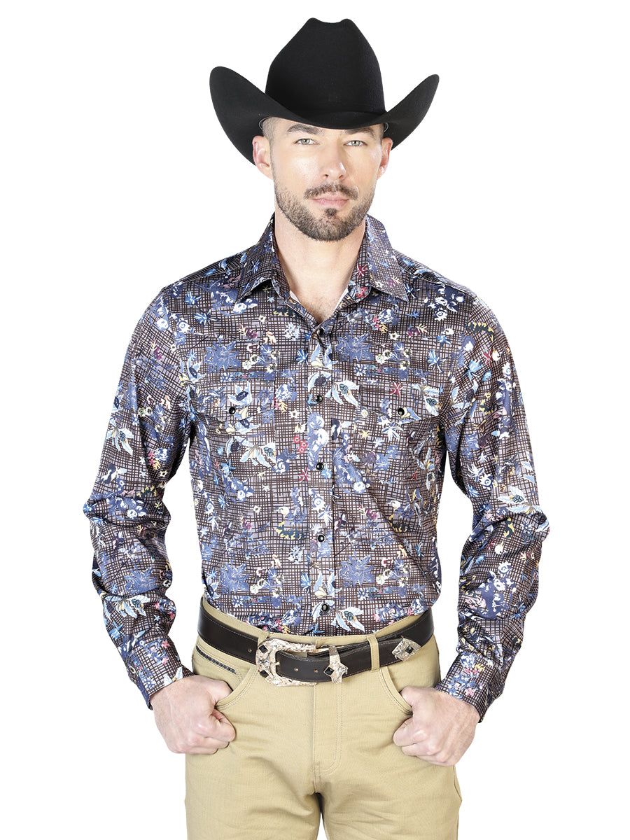 CAMISA CASUAL Long Sleeve El Señor de los Cielos 38 97%Polyester 3%Lycra NAVY FLORAL