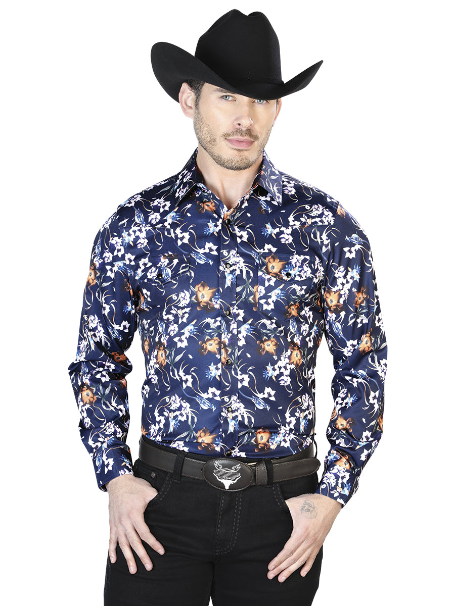 CAMISA CASUAL Long Sleeve El Señor de los Cielos 42 97%Polyester 3%Lycra BLUE/FLOWERS