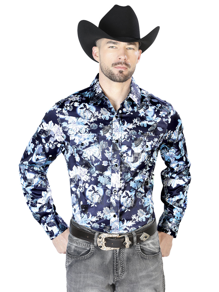 CAMISA CASUAL Long Sleeve El Señor de los Cielos 43 97%Polyester 3%Lycra BLUE/FLOWERS