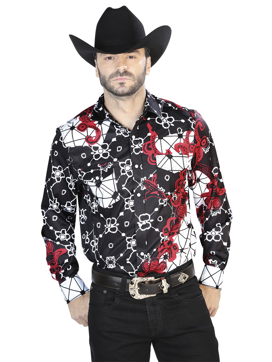 Casual Shirt L/ Sleeve El Señor de los Cielos 13 97%Polyester 3%Lycra BURGUNDY/BLACK