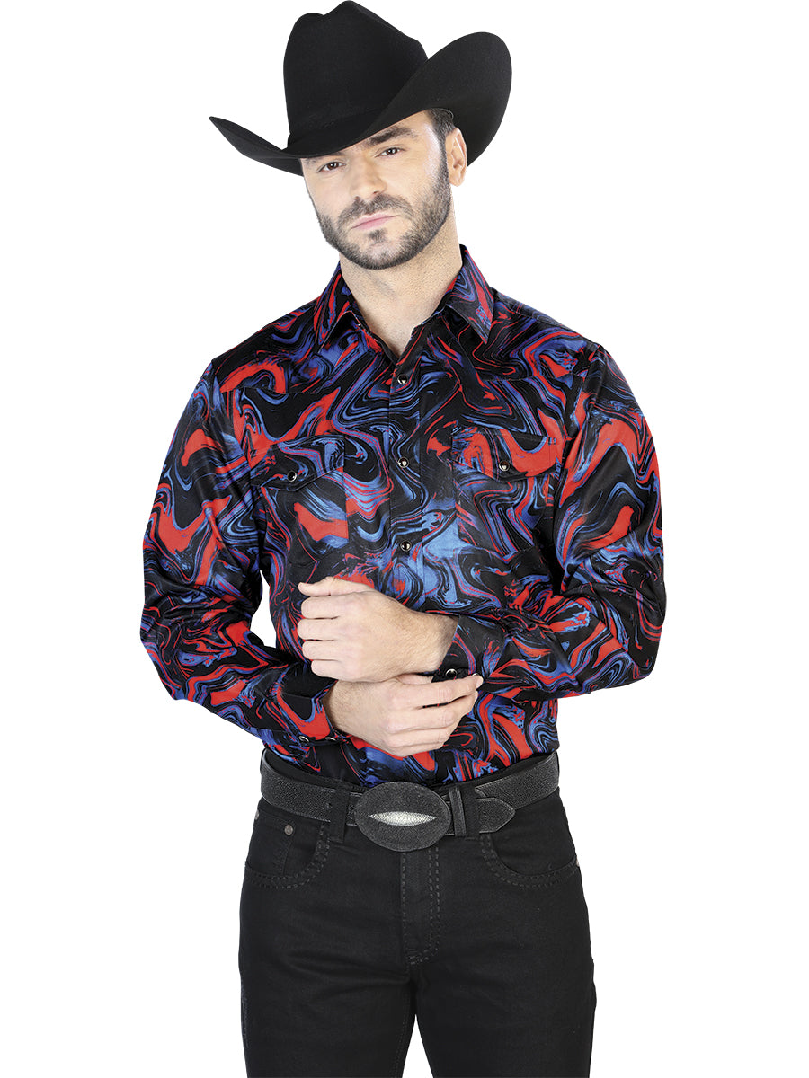 Casual Shirt L/ Sleeve El Señor de los Cielos 15 97%Polyester 3%Lycra Blue/Red