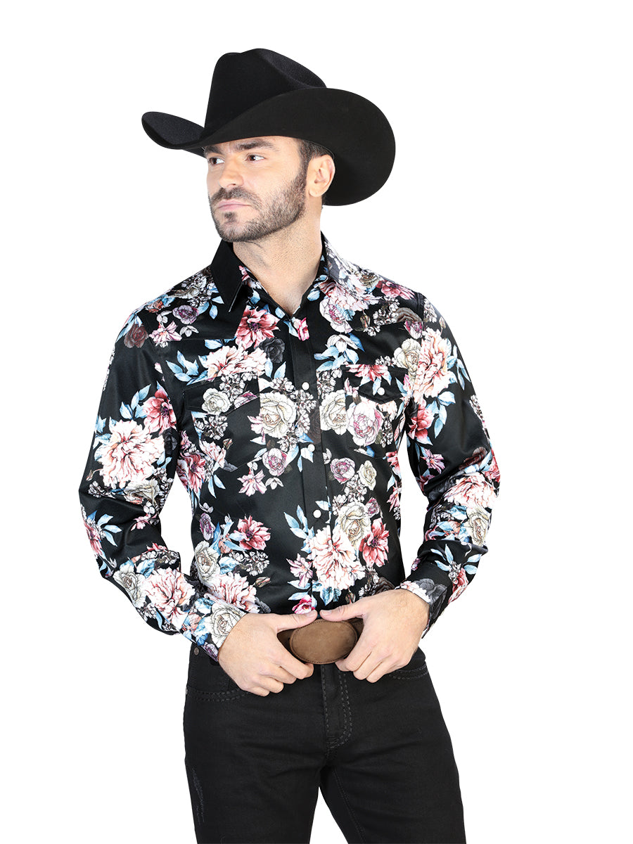 Casual Shirt L/ Sleeve El Señor de los Cielos 35 97%Polyester 3%Lycra Black/Print Roses