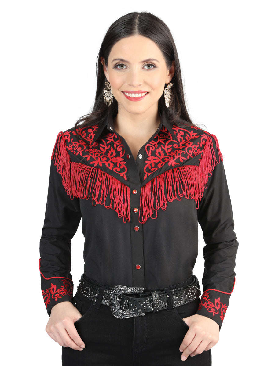 Cowboy Shirt L/ Sleeve El Señor de los Cielos No.1052 65% POLYESTER 35%COTTON Black