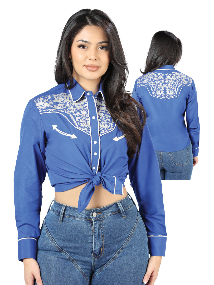 Cowboy Shirt L/ Sleeve El Señor de los Cielos No.4073 65% POLYESTER 35%COTTON ROYAL BLUE