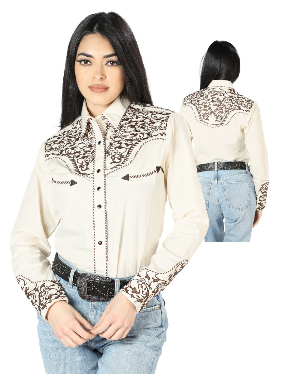 Cowboy Shirt L/ Sleeve El Señor de los Cielos No.4038 65% POLYESTER 35%COTTON BEIGE