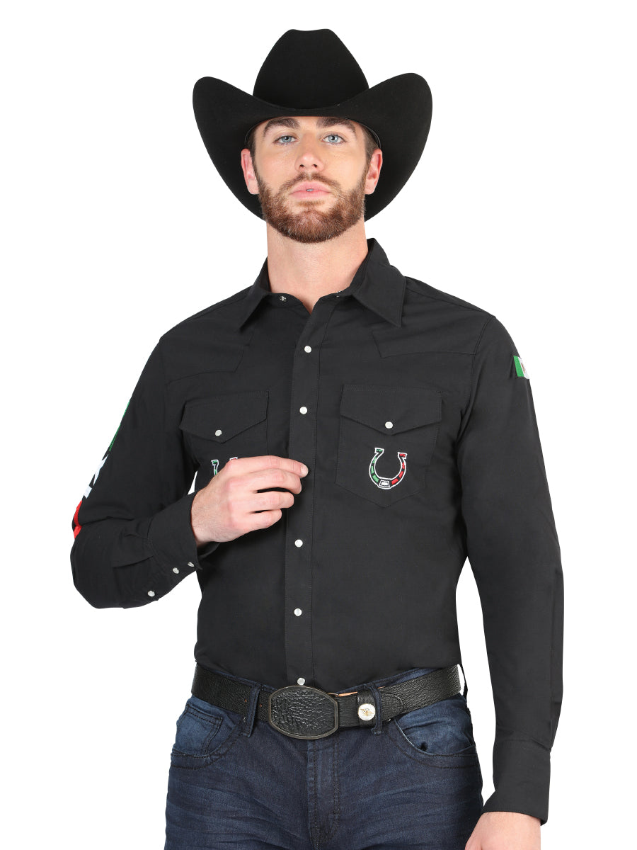 CAMISA VAQUERA M/ LARGA EL GENERAL MEX2302 65% POLYESTER 35% ALGODON NEGRO