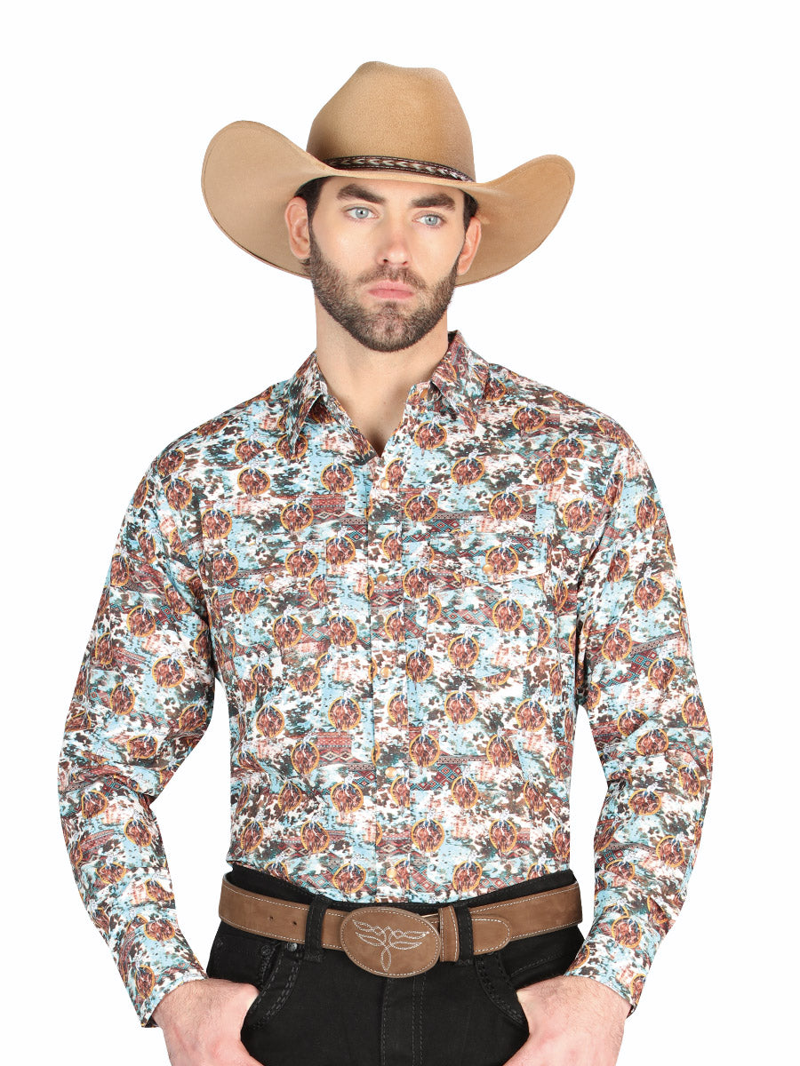 CAMISA VAQUERA M/ LARGA EL GENERAL 1024-28 65% POLYESTER 35% ALGODON CAFE