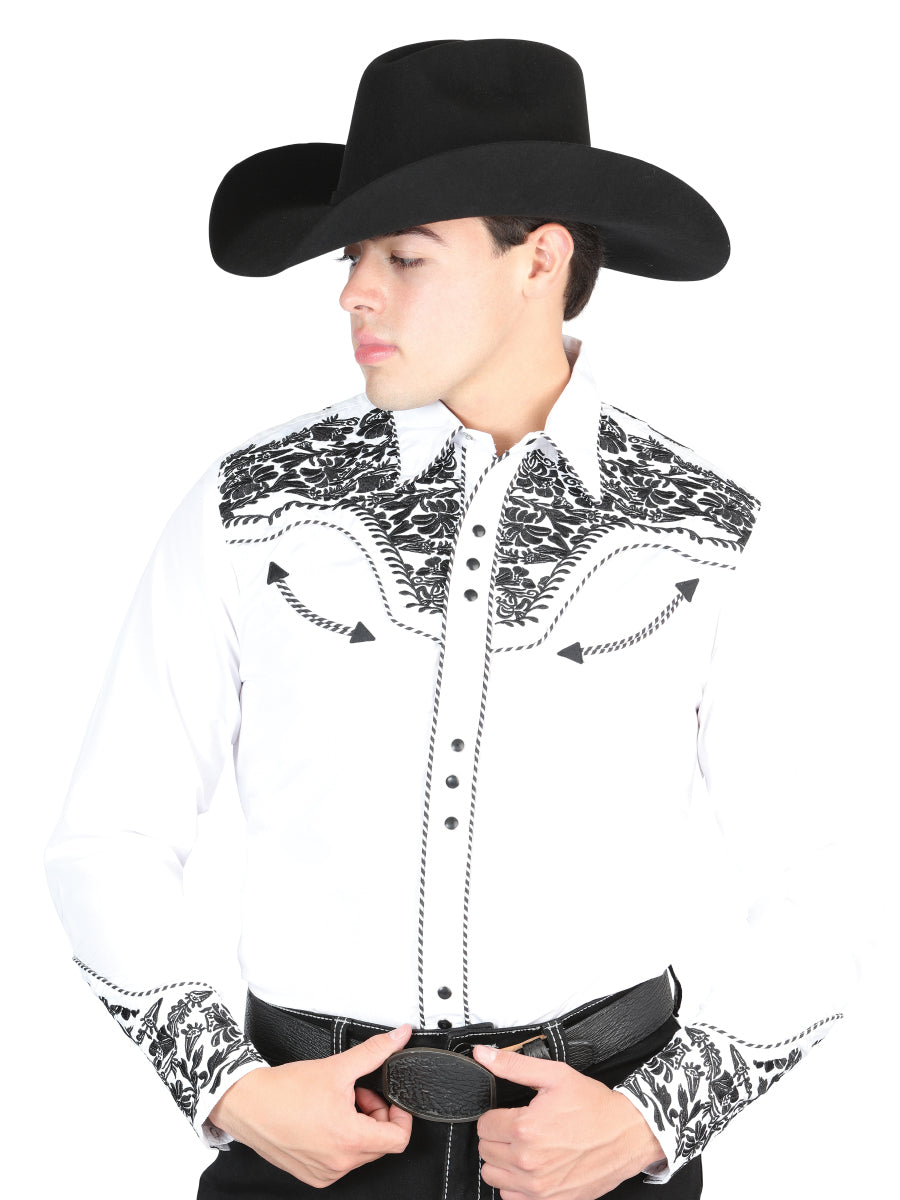 CAMISA VAQUERA M/ LARGA EL GENERAL 2800 65% POLYESTER 35% ALGODON WHITE/BLACK