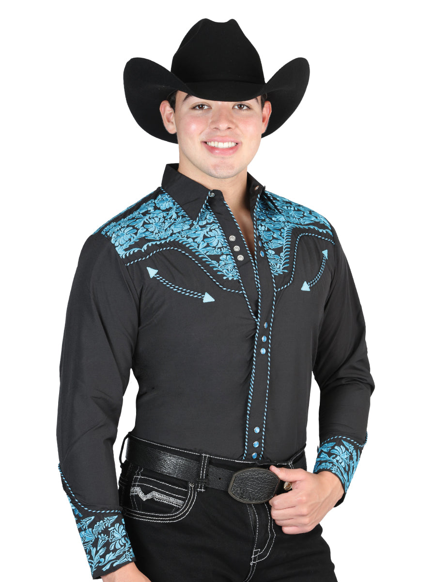 CAMISA VAQUERA M/ LARGA EL GENERAL 2800 65% POLYESTER 35% ALGODON BLACK/BLUE