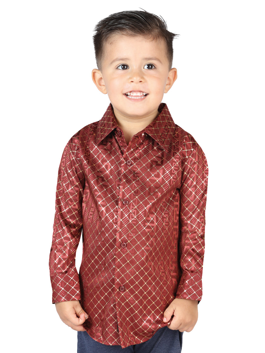 CAMISA CASUAL M/ LARGA EL SEÑOR DE LOS CIELOS WH05-008 97% Polyester 3% Spandex BURGUNDY