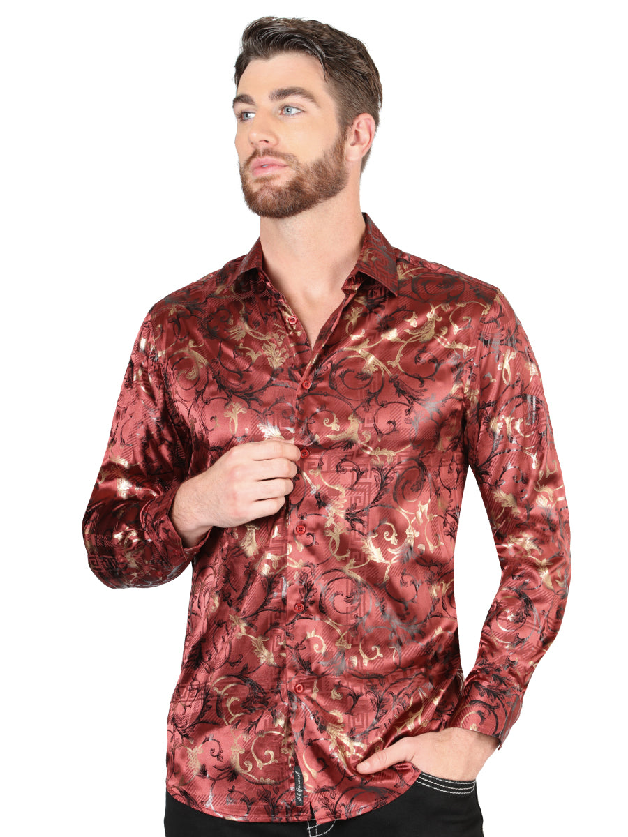 CAMISA CASUAL M/ LARGA EL SEÑOR DE LOS CIELOS WH05-162 97% Polyester 3% Spandex BURGUNDY