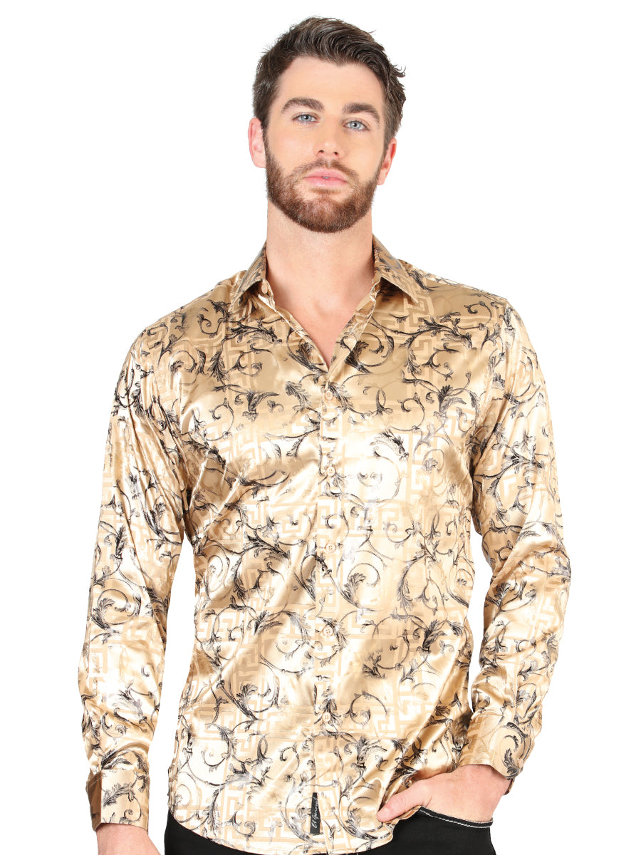 CAMISA CASUAL M/ LARGA EL SEÑOR DE LOS CIELOS WH05-164 97% Polyester 3% Spandex BEIGE