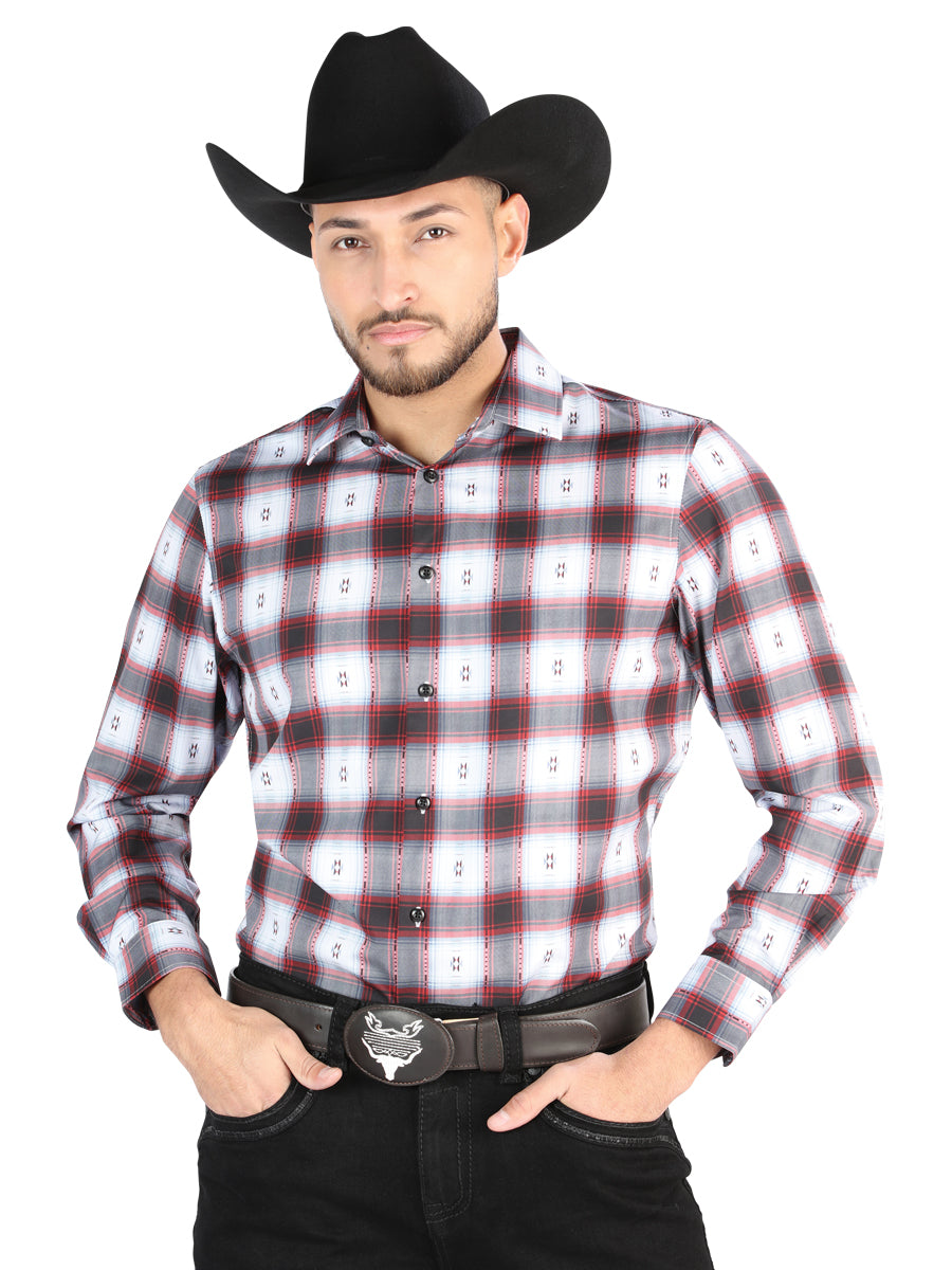 CAMISA L/ SLEEVE EL SEÑOR DE LOS CIELOS WH2307-17 97% COTTON 3% SPANDEX BLACK/RED